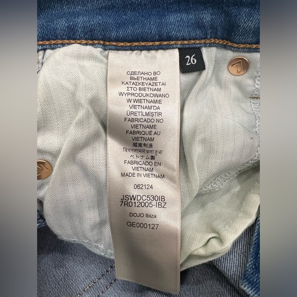 7 For All Mankind Dojo Original Jeans Trouser NWT Size 26 7FAMK Blue Stitching - Picture 9 of 11
